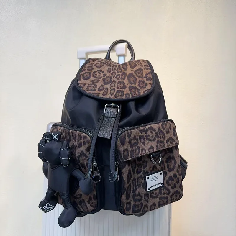

Fashion Women Backpacks Waterproof Leopard Print Backpack Drawstring Large Capacity Travel Backpack Kid Backpack for Boy Mochila
