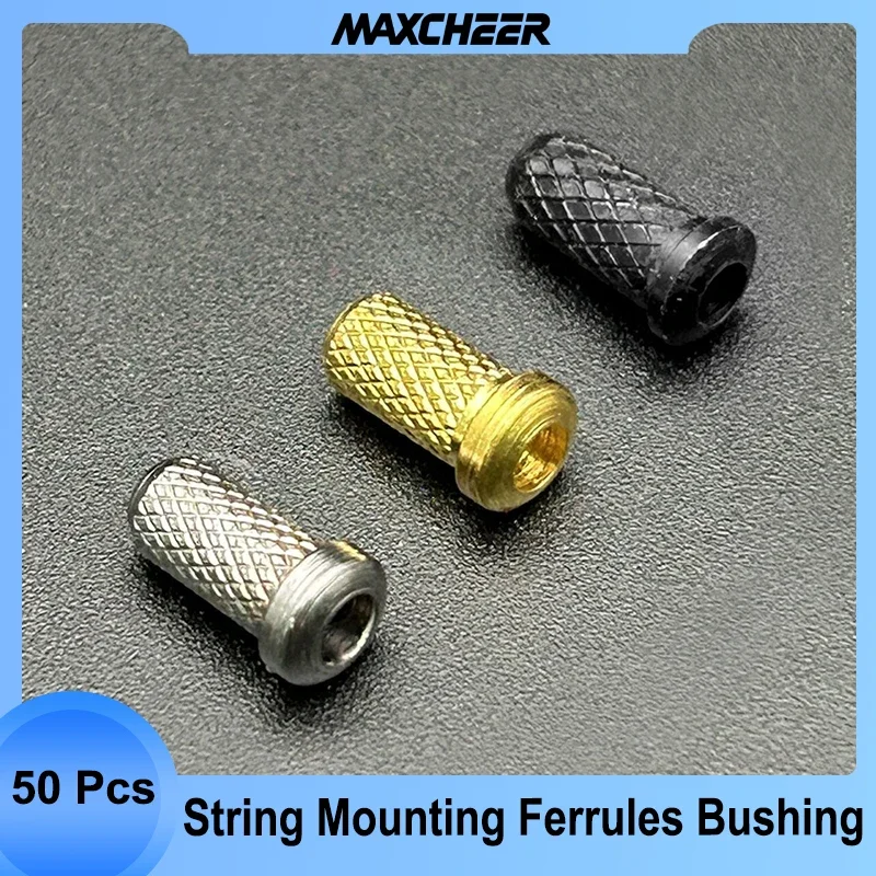 50Pcs Guitar String Mounting Ferrules Bushing Set for Electric Guitar Bridge Guitar String Retainer Black/Gold/Chrome