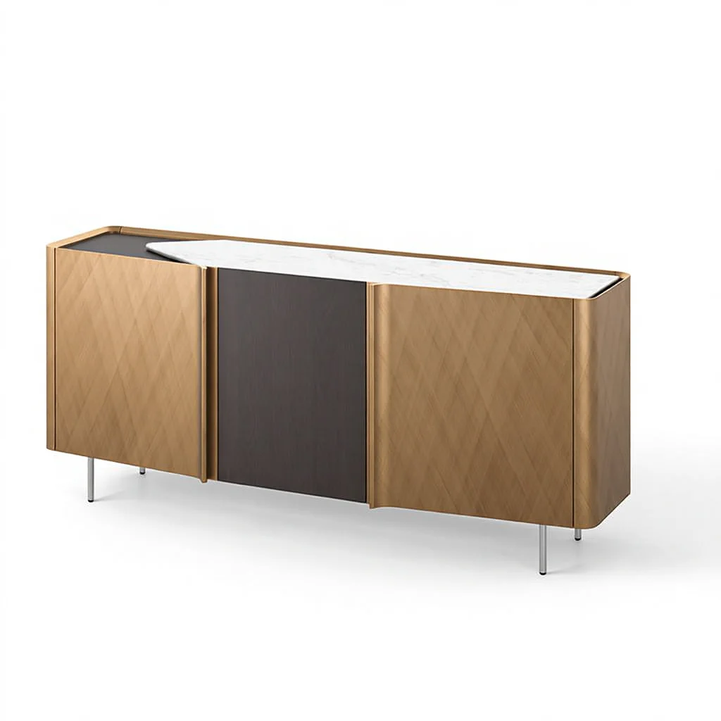 

wr-ITALY Minimalist Postmodern Entryway Sideboard Luxury Decorative Cabinet High-end Brushed Metal Lacquer Wood Finish!