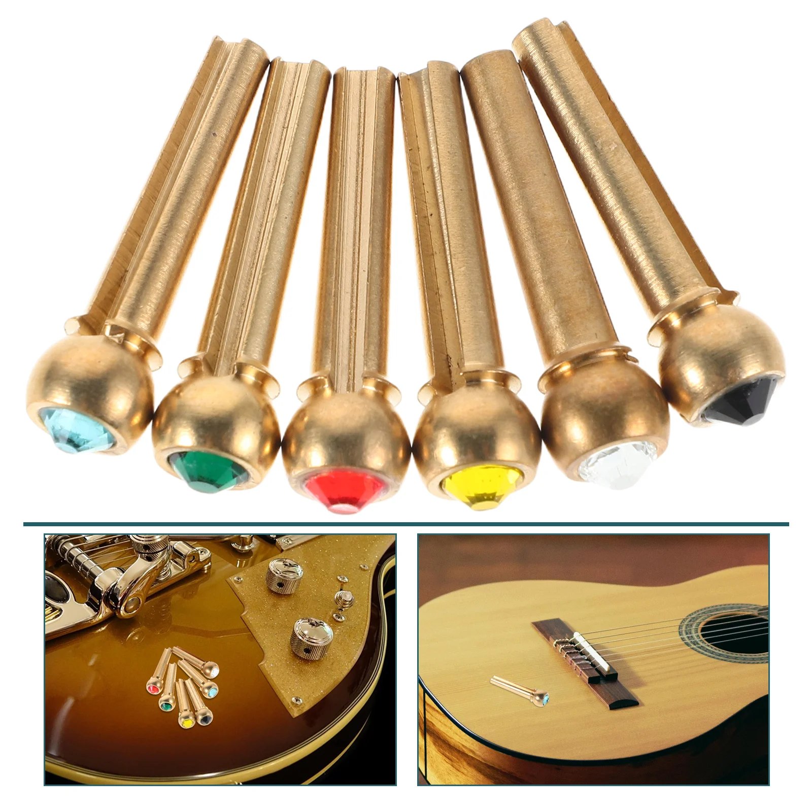 

6pcs Colorful Guitar Bridge Pins Metal String Nail Pegs For Acoustic Guitar Replacement Folk Instrument Maintenance Parts