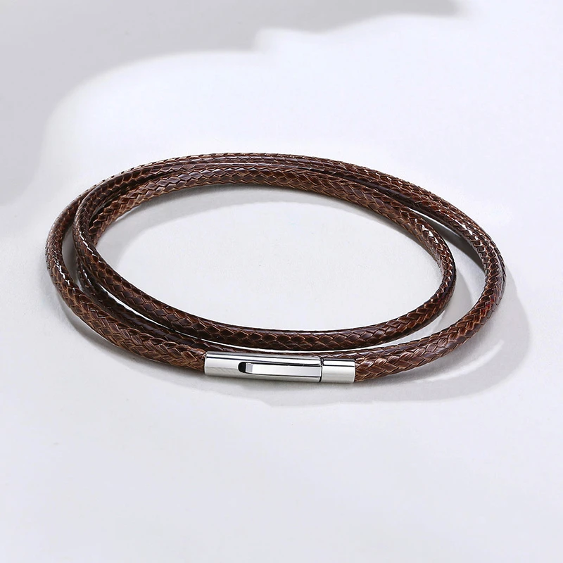 MEN\'S LEATHER NECKLACES URBAN SURVIVAL GEAR TYPES BRAIDED NECKLACE CHAIN 2MM 3MM MALE JEWELRY 16 AND 30 INCH