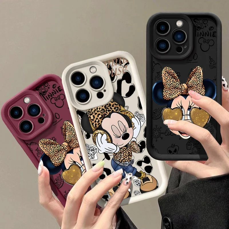 Funda con estampado de leopardo de Mickey Mouse para Samsung Galaxy S25 S24 S23 S22 Plus Ultra FE A55 A56 A54 A35 A36 A07 A17 A16 A15 A14