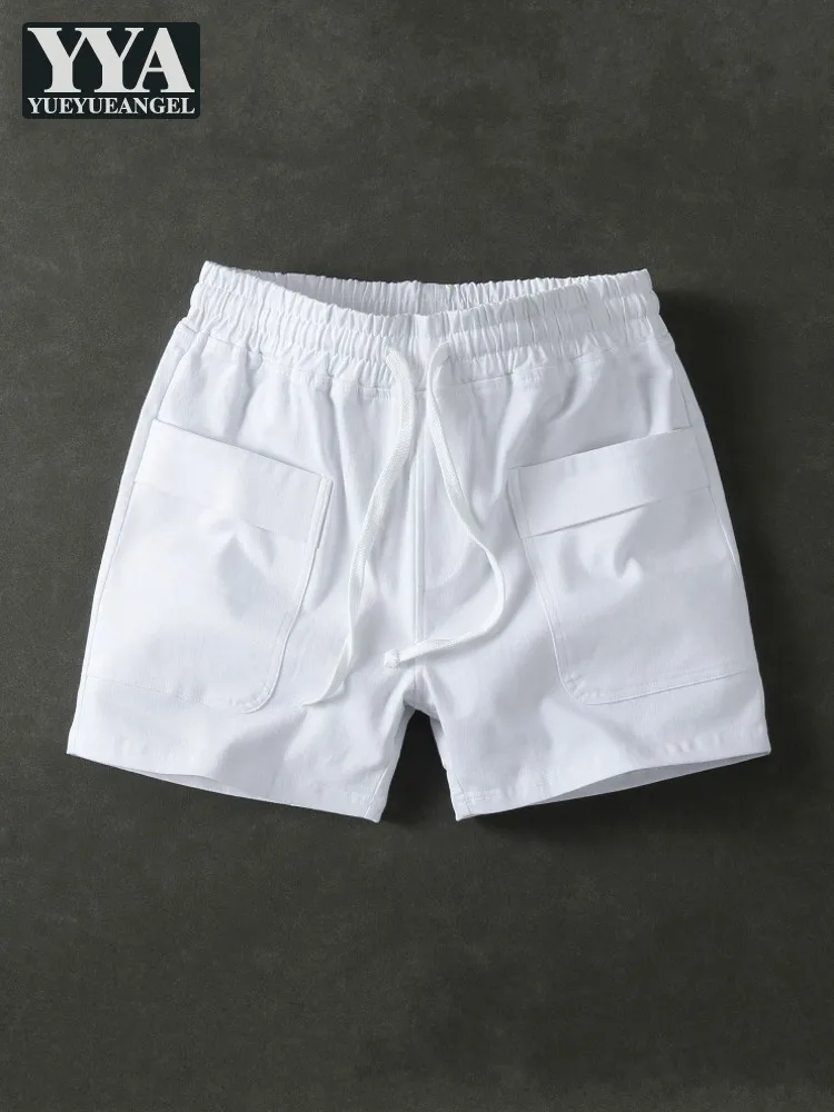 American Style Men Daily Casual Solid Color Slim Fit Breathable Sweatpants Summer New Straight Drawstring Fitness Jogging Shorts