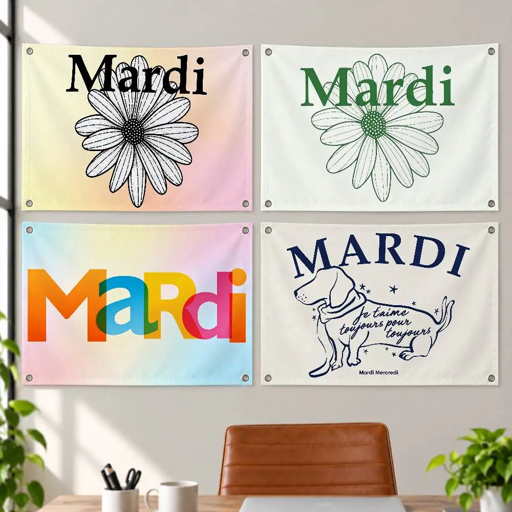 Music Artist Mardi Aesthetic Wall Tapestry Flag Printed Wall Hanging Living Room Party Outdoor Decor