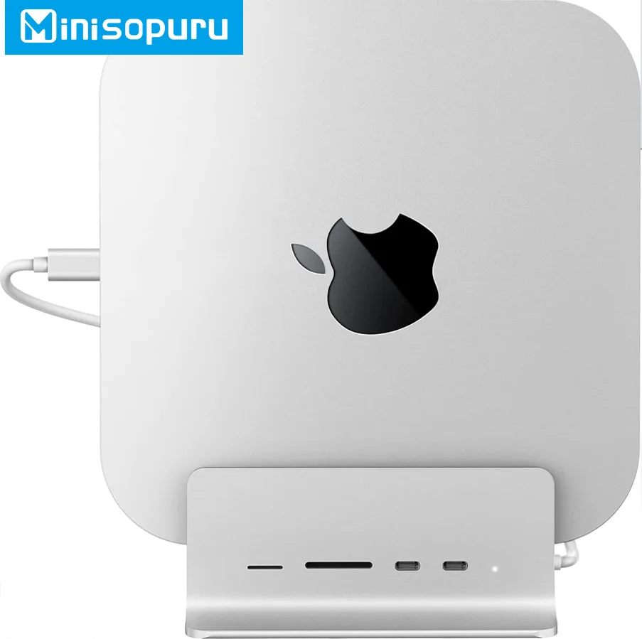 Minisopuru USB C Hub 5 in 1 USB Type-C to 2x USB 3.2 10Gbps TF&SD Port Support M.2 NVMe/SATA SSD Dock for Mac Mini Stand USB HUB