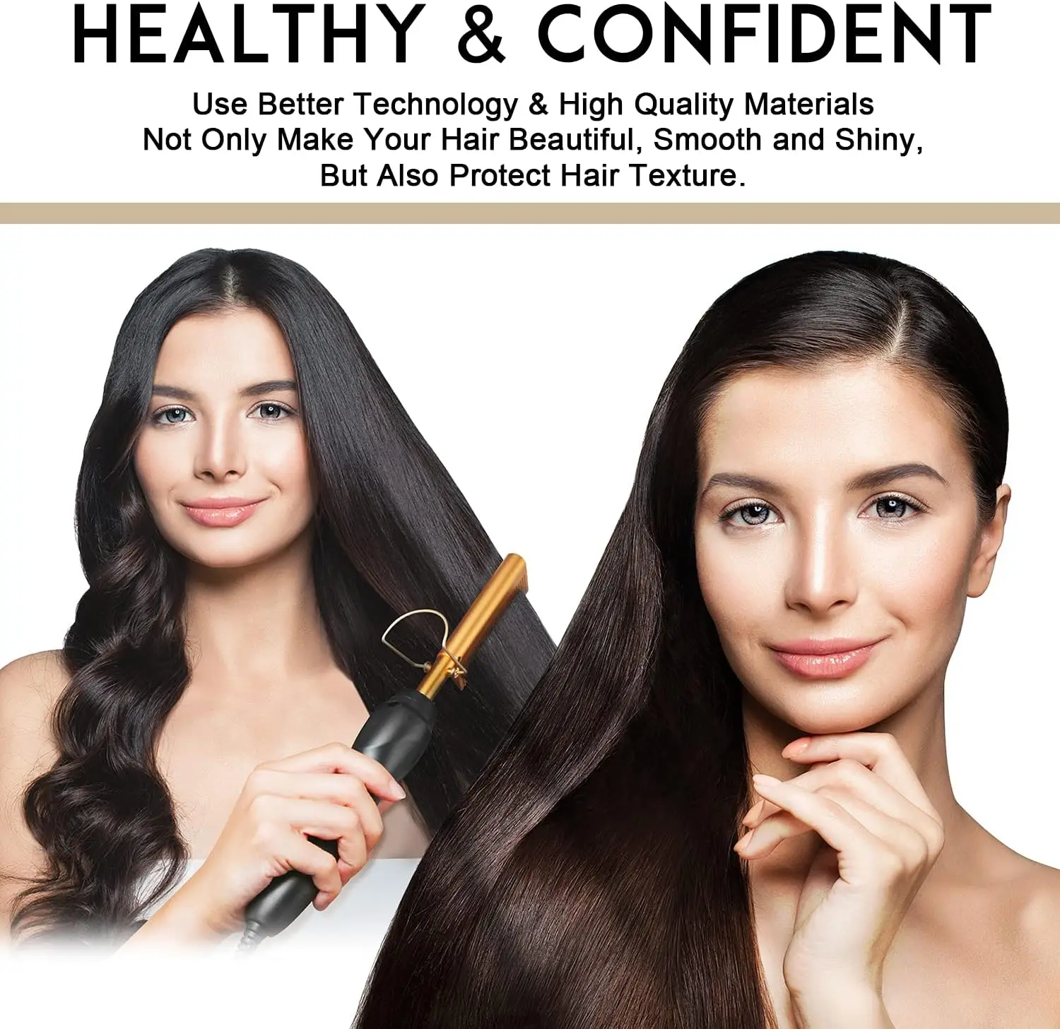 Ceramic Heating Hair Straightener Comb - Hot Pressing Brush for Natural Black Hair, Beard, Wigs, Curling, Gold - view 5