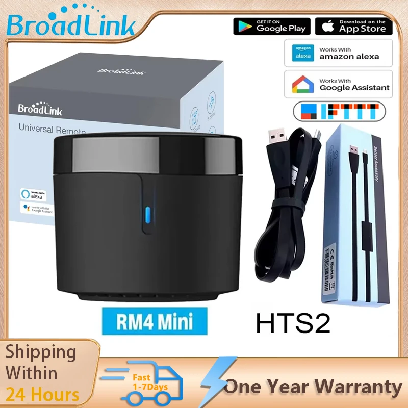 

Broadlink RM4 Mini IR Remote Controller Air Conditioning TV Set-top Box Temperature Humidity Sensor HTS2 for Google Home Alexa