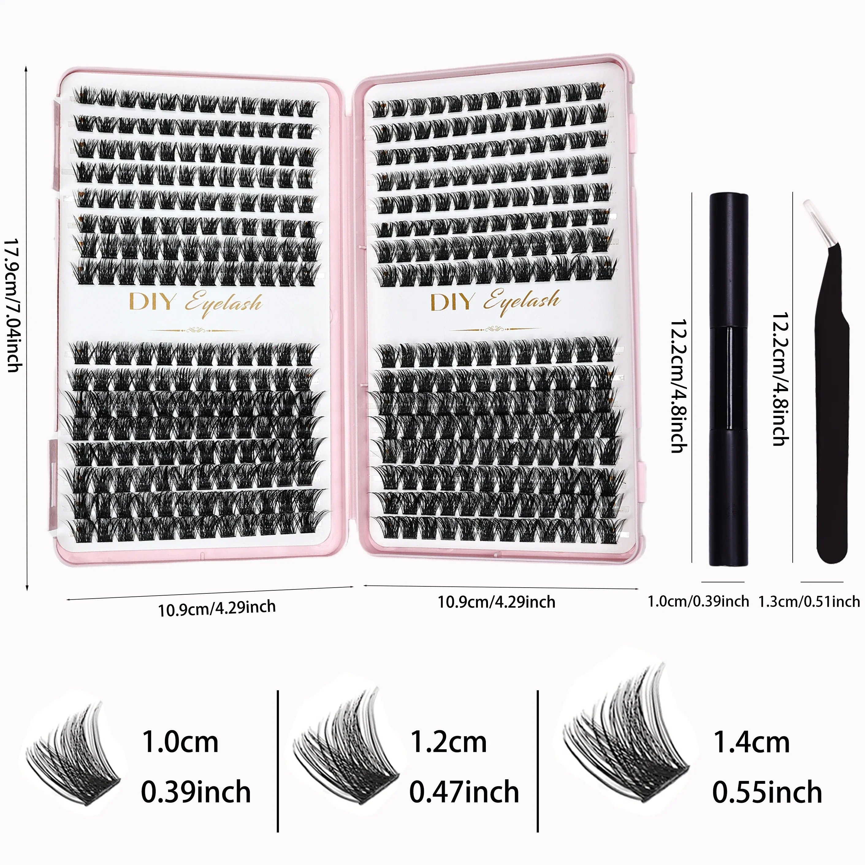 Eyelash Extension Kit with 384pcs Eyelash Extension Kit Set with Bond, Sealant, and Tweezers