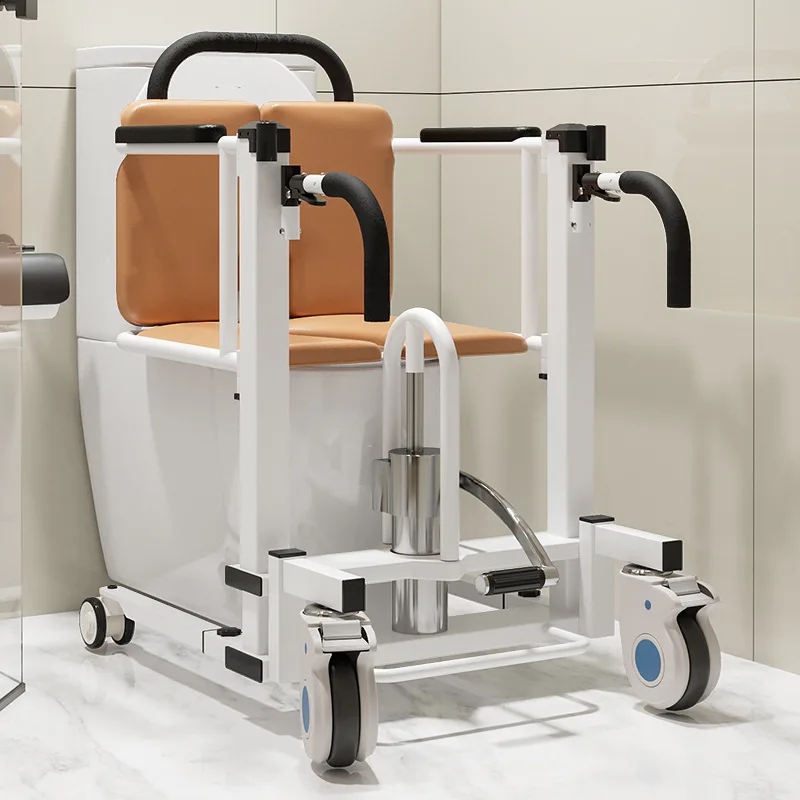 Steel 150kg Capacity Multi-Functional Elderly Care Lift Toilet Chair Auxiliary Shifter Disc Brake for Paralyzed Patients
