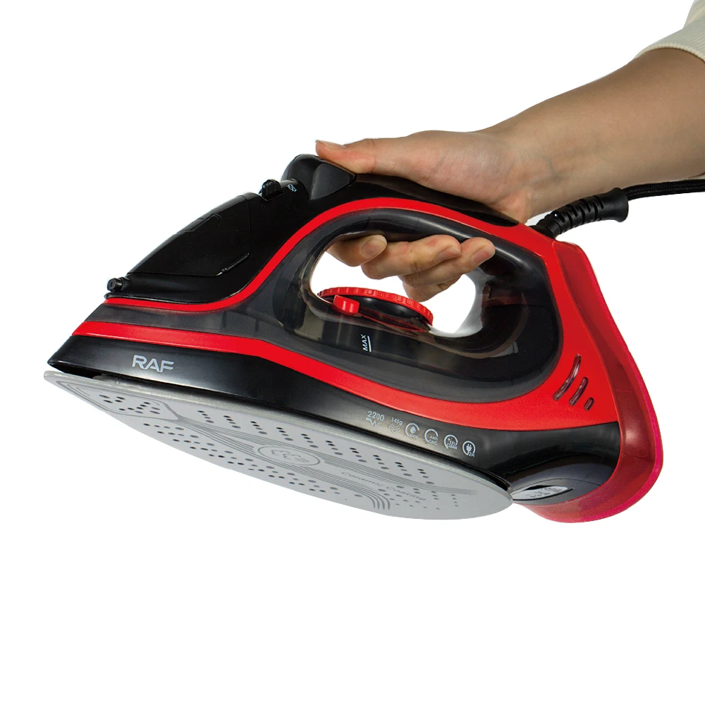 Setrika Uap Otomatis RAF Fast Delivery 2200w dengan Alas Keramik untuk Penggunaan Rumah Tangga dan Hotel dengan Tangki Air Besar 300ml