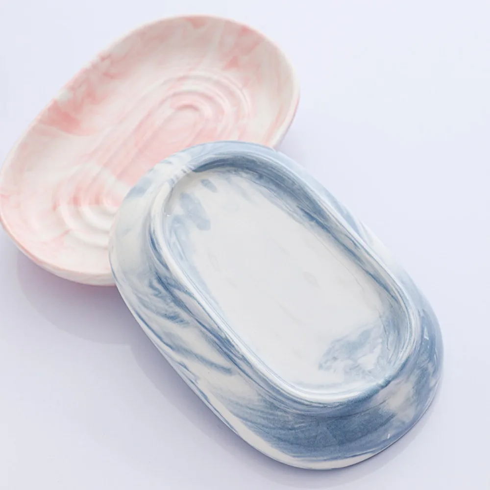 Practical Ceramic Marbling Soap Saver Quick Drain Easy To Rinse Soap Box Extend Soap Life Moisture-proof Soap Dish Holder Sink