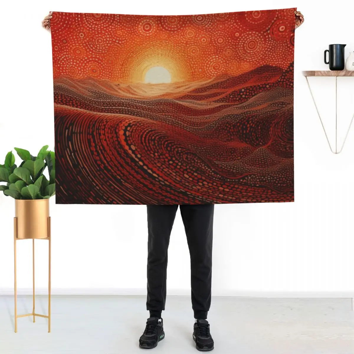 Aboriginal Authentic Art - Red Valley Throw Blanket Sleeping Bag for sofa Cute christmas gifts Large Blankets