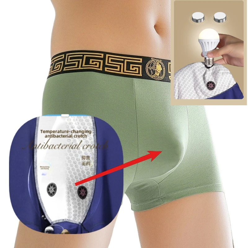 Men's Panties Modal Magnet Antibacterial Temperature Technology Color Changing Comfortable Breathable Flat Corner Shorts Head