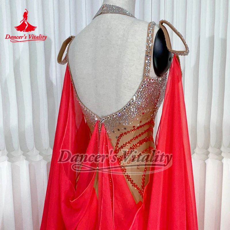 Adults and Teenagers Two-color Splicing Sleeveless Backless Big Swing Dresses Women Tango Waltz Foxtrot Perform Outfit Customize