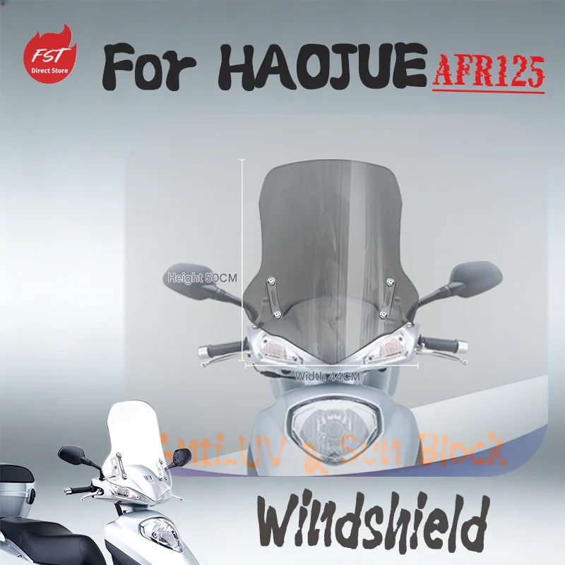

For Haojue Yuzuan 125T New Yuexing AFR125 Modified Windshield, Extended Height Anti-UV Wind Screen Accessory