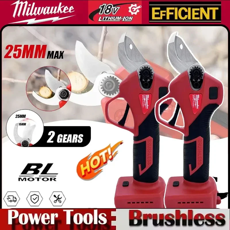 

Бесщеточный электрический секатор Milwaukee, 4 передачи, беспроводной ручной секатор для обрезки садовых кустарников, ветвей деревьев, резак для батареи 18 В 20 В