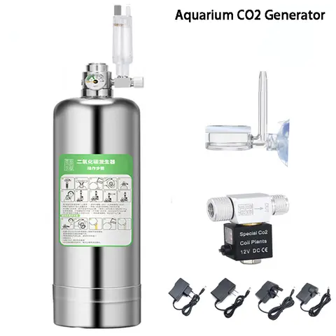 수족관 CO2 발생기 시스템 키트 스테인레스 스틸 CO2 실린더 발생기 시스템 식물 물고기 용 이산화탄소 반응기 키트