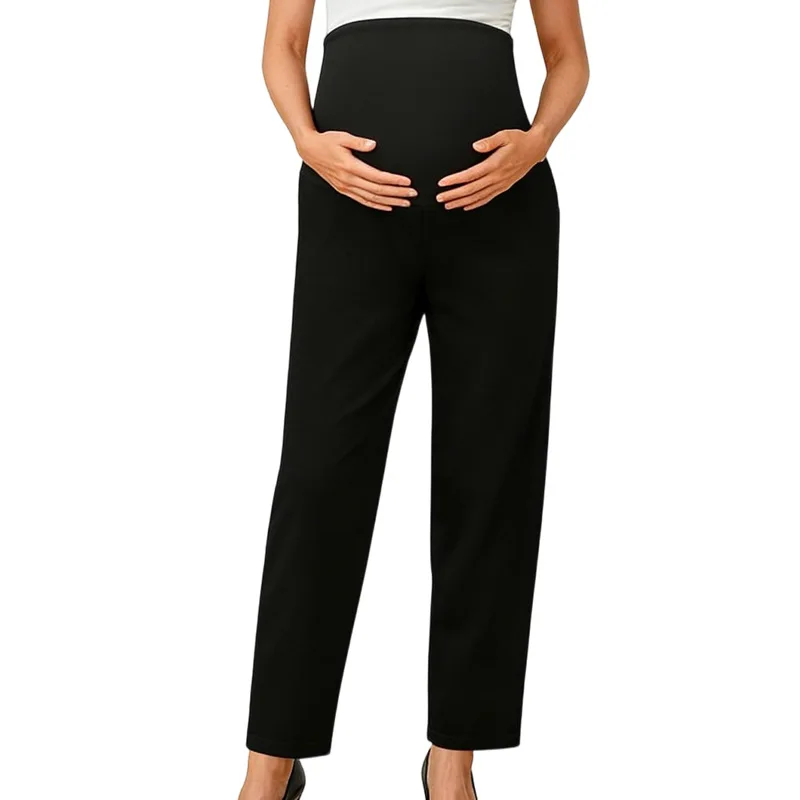 

Брюки для беременных 2026: Женские прямые брюки с высокой талией, эластичные, свободного кроя, с поддержкой живота, для офиса и на каждый день