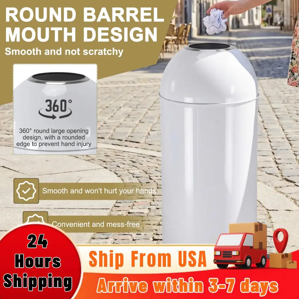 

58-литровое цилиндрическое мусорное ведро с вынимаемым внутренним контейнером, уличный урна для мусора, подходит для отелей, ресторанов и кофеен