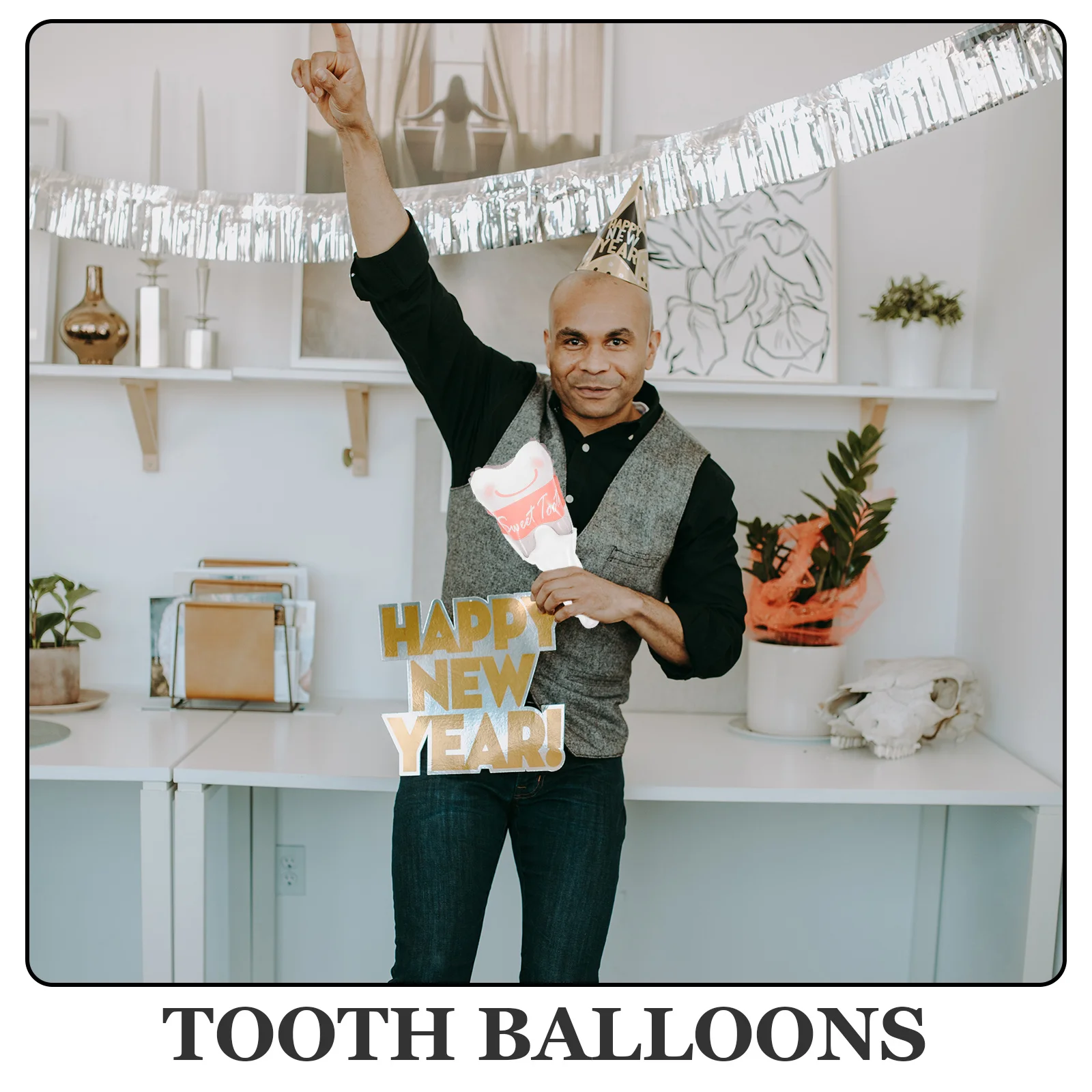 

10Pcs Tooth Shaped Balloons Inflatable Party Decorations Birthday Shower Festival Supplies Handheld Tooth Balloon