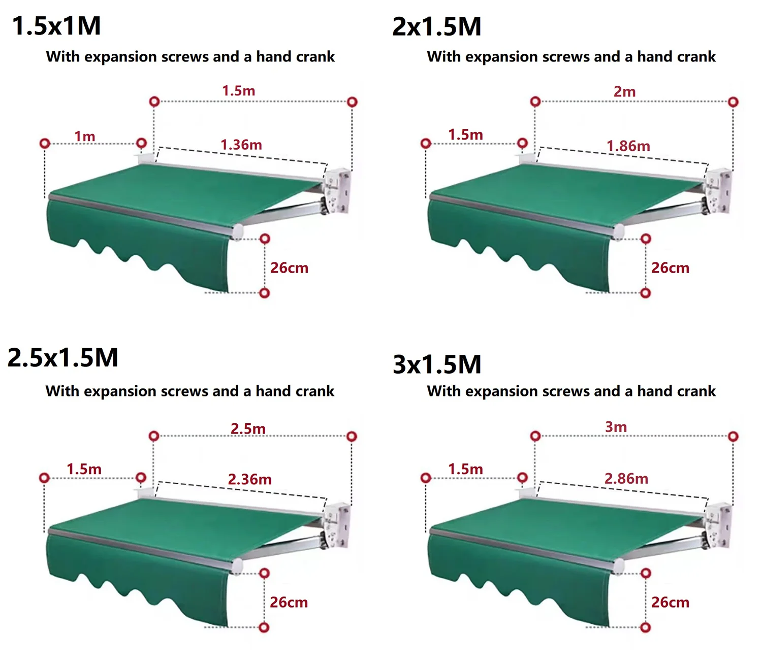 RV Retractable Awning for Camper Travel Trailer Waterproof Sun Shade Canopy with UV Protection for Outdoor Patio Shelter