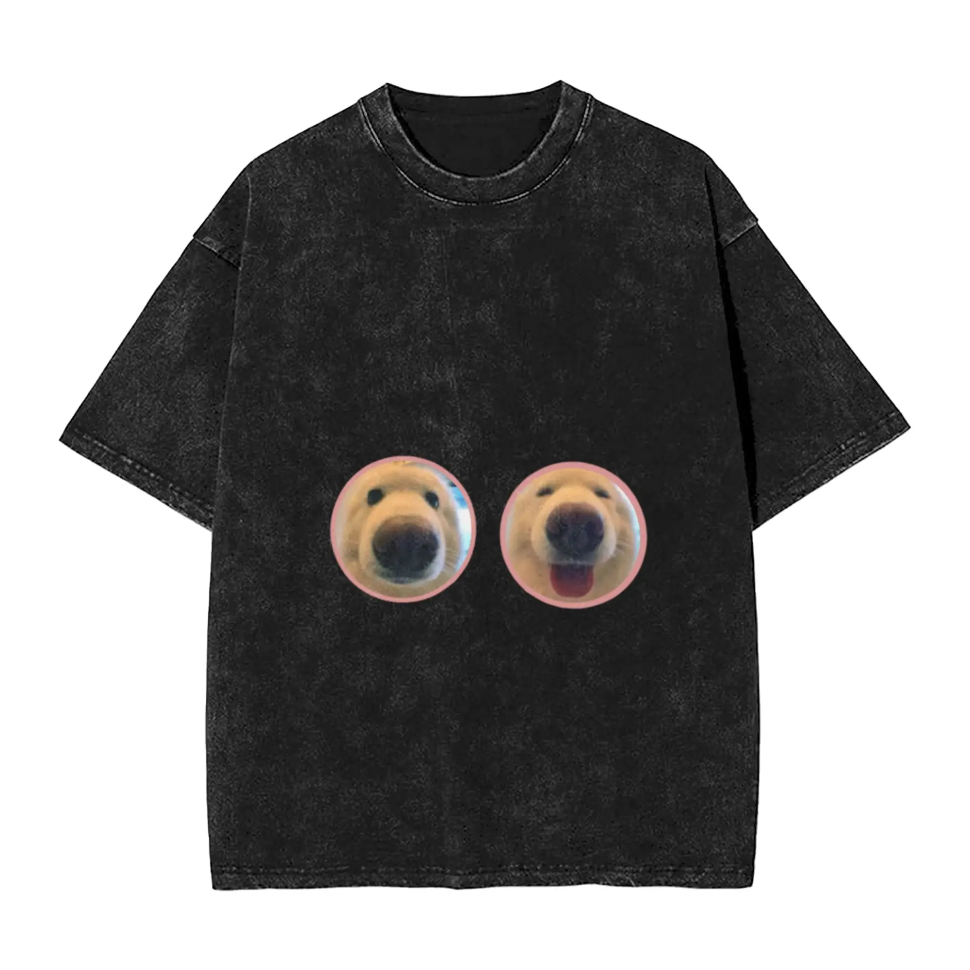 Cute Happy Dog Classic Stylish A Vintage Oversized Cotton Unisex T-Shirts