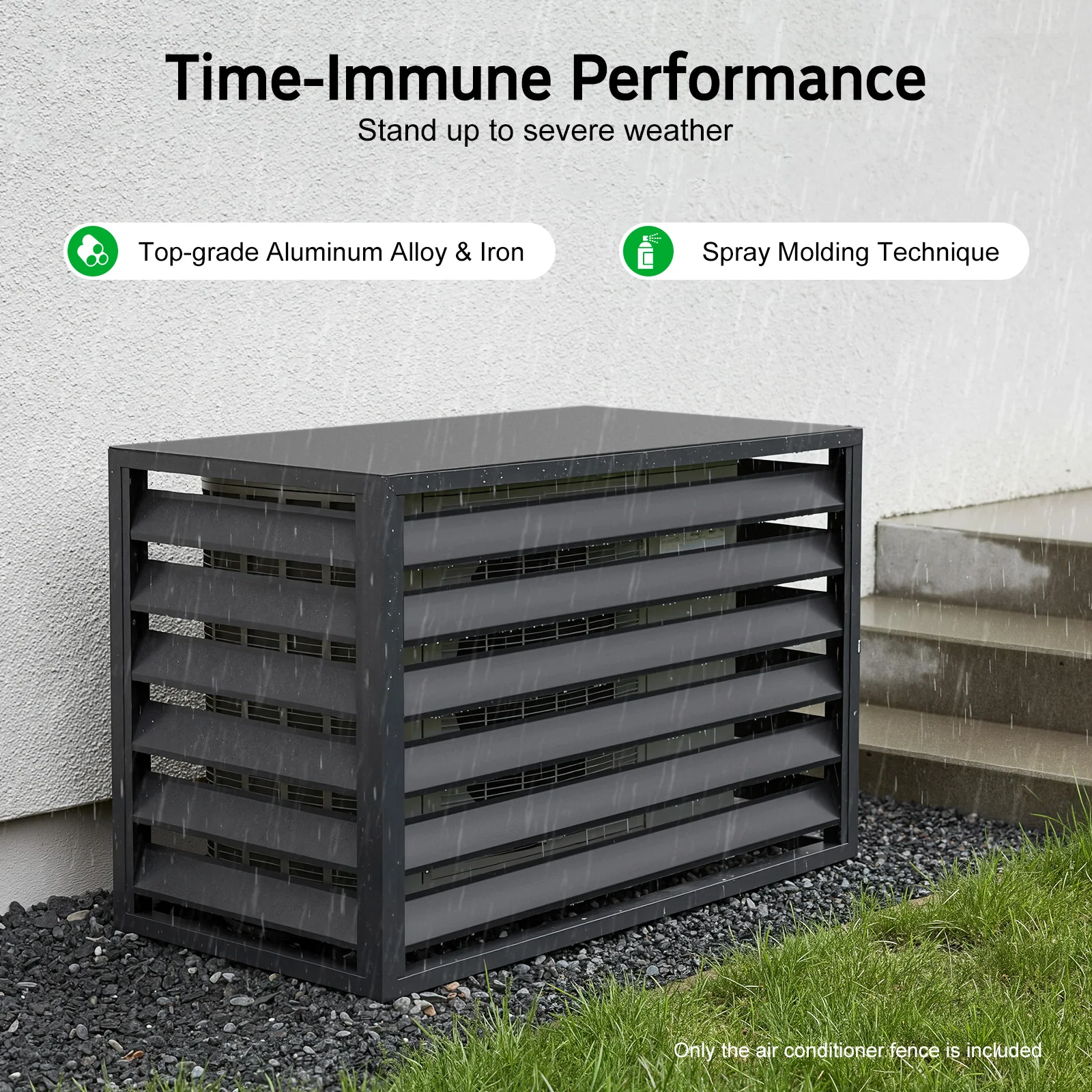 

Outdoor Air Conditioner Cover Fence Guard Screen, Dark Grey Aluminum Alloy Privacy Protector for Garden Yard Balcony