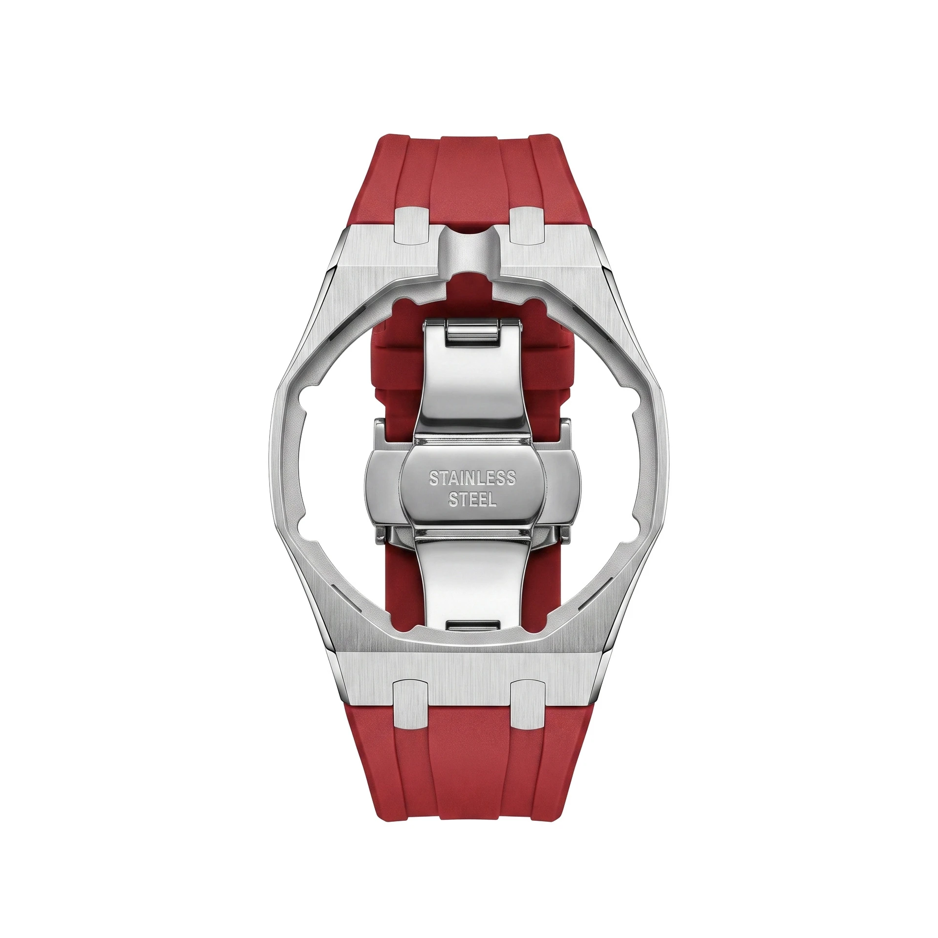 316L Edelstahlgehäuse mit FKM-Gummi-Uhrenarmband-Set für Swatch X AP Royal POP mit Faltschließe und Wechsel-Kit für 3/12 Uhr – Detail 13