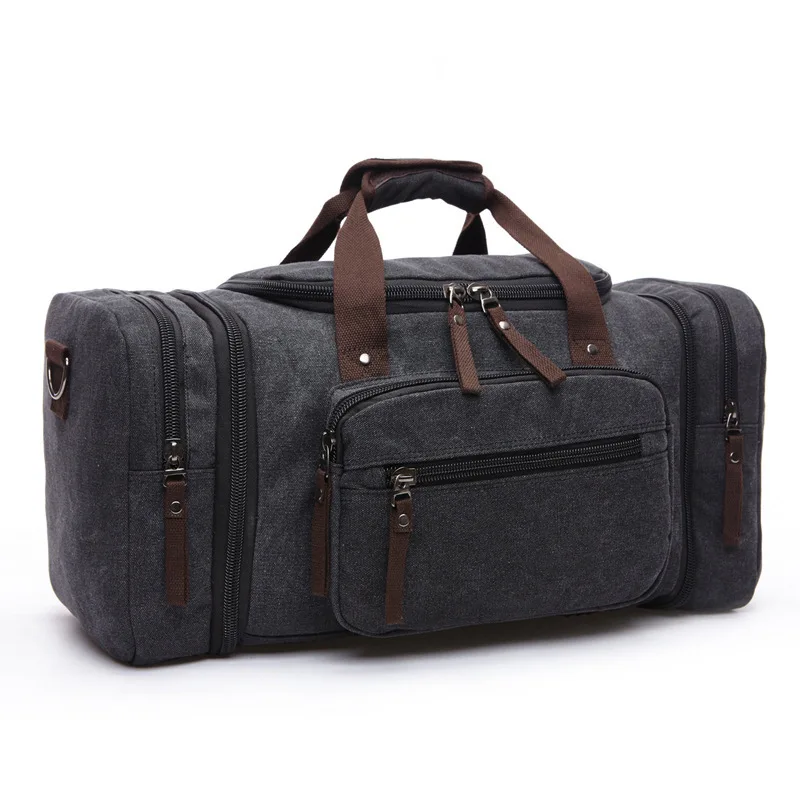 Homens Viagem Bag Canvas Multifunções Sacos De Couro Carry on Bagagem Bag Homens Tote Grande Capacidade Utilitário Weekend Duffel Bag