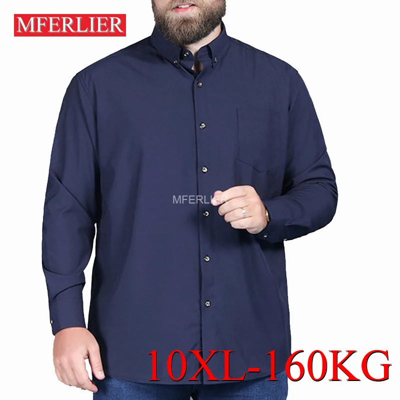 Men Big Shirt Large Size 10XL Bust 160cm 9XL 8XL Loose Shirt men 5 Colors