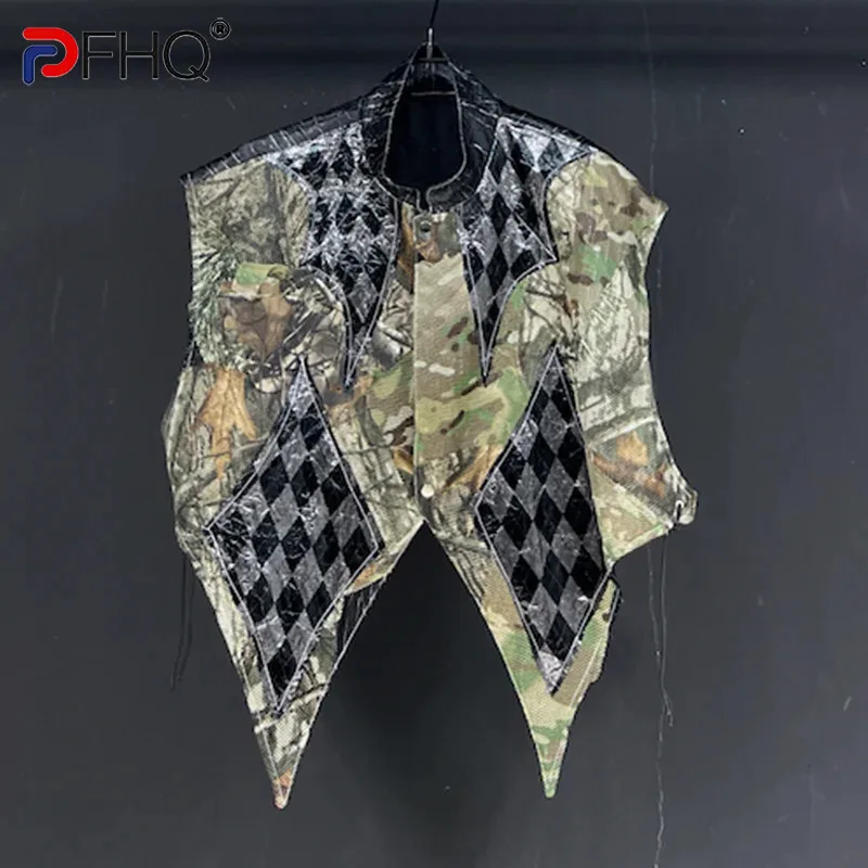 

PFHQ Men's Camouflage Functional Multi Pocket Workwear Vest Trendy Street Loose Shoulder Sleeveless Top Fashion 21Z5017