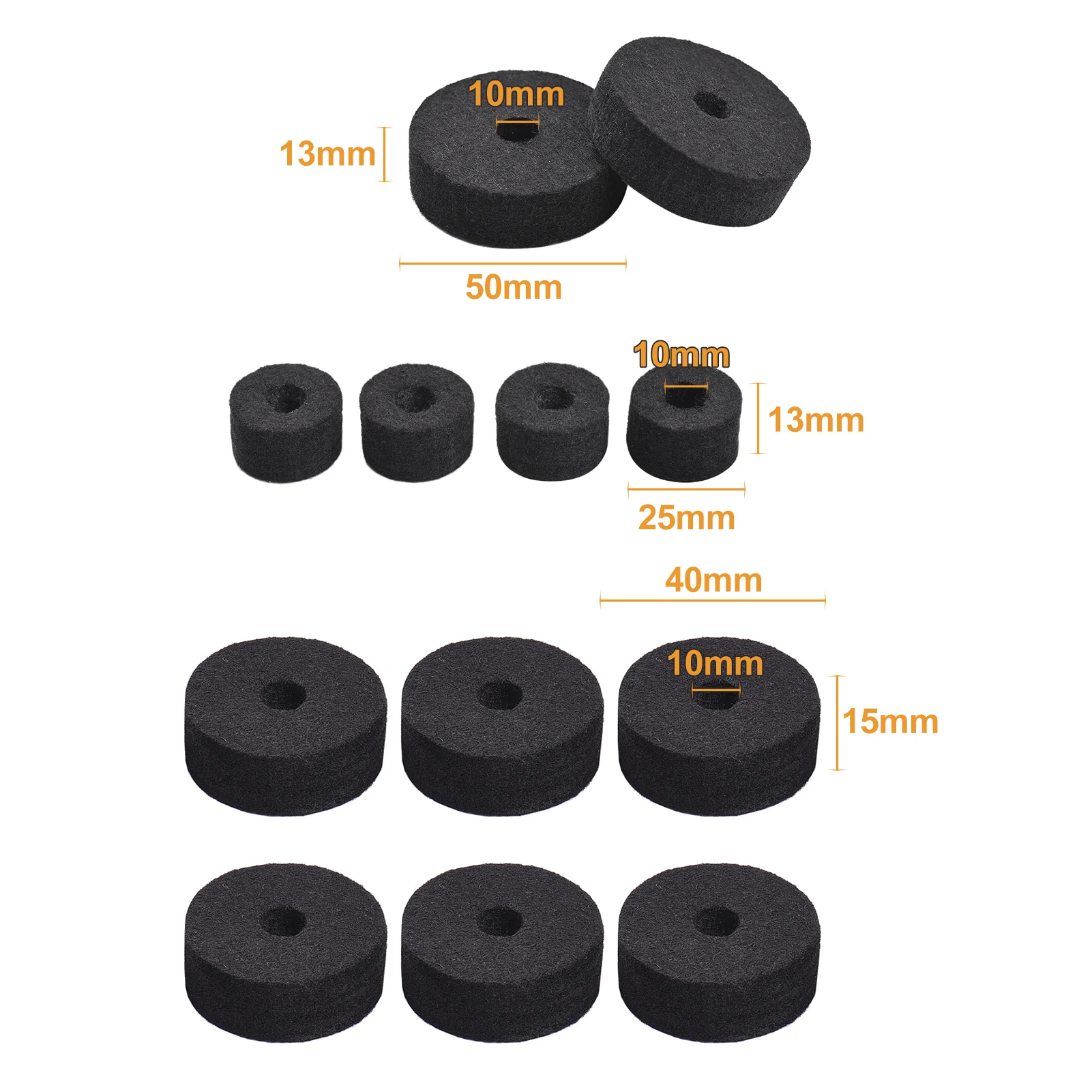 23pcs Cymbal Replacement Accessories Drum Parts with Stand Felts Drum Cymbal Felt Pad Include Sleeves Drum Key Wing Nuts Washers