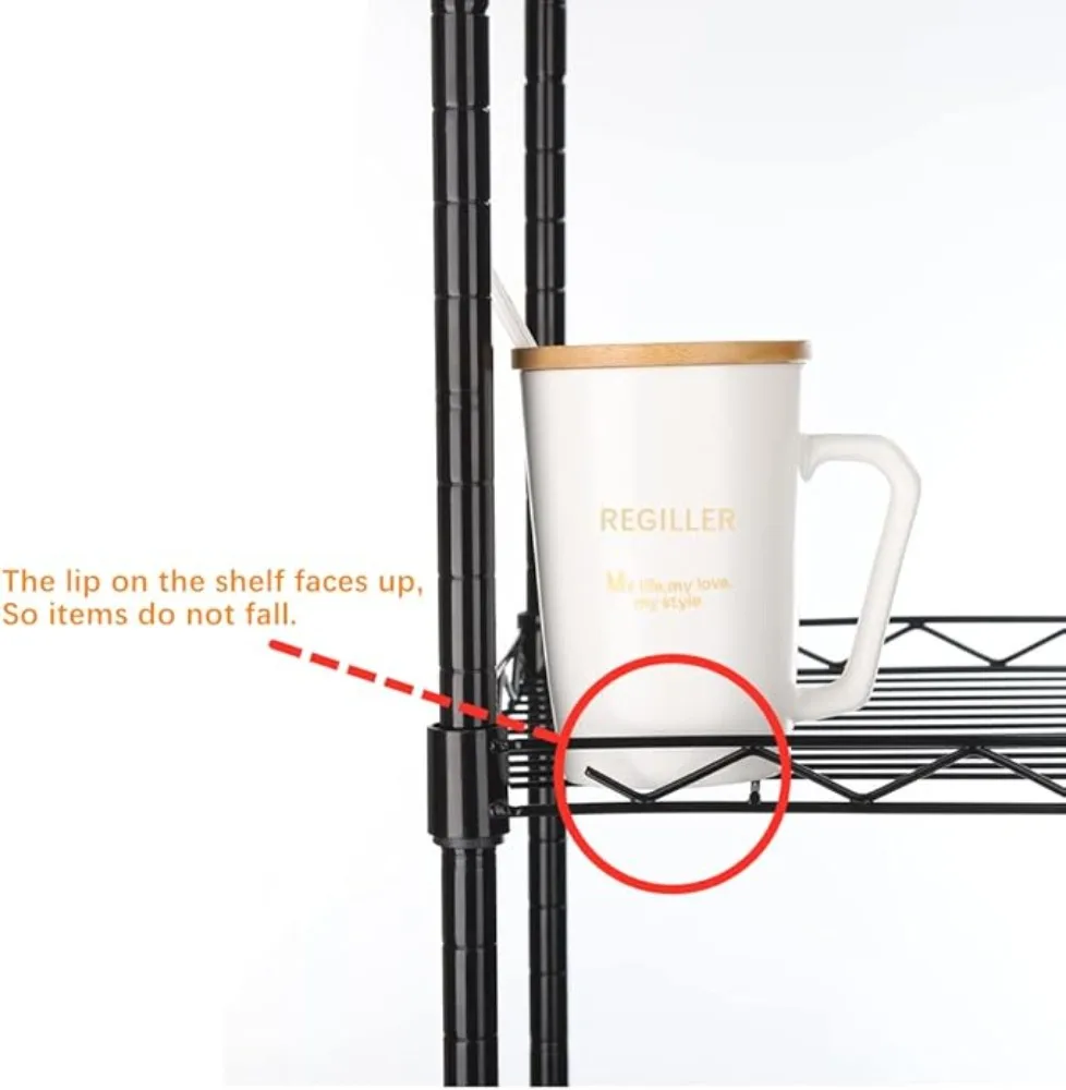 REGILLER scaffalature a 5 fili scaffalature in metallo scaffali regolabili, mensole portaoggetti in piedi per lavanderia bagno cucina