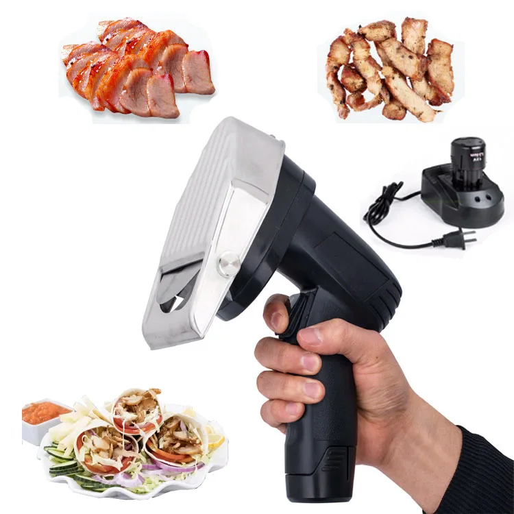 

12V Wireless Small 100C Doner Cutter Turkey Shawarma Slicer Handheld Cordless Kebab Slicer Machine Battery Chargeable