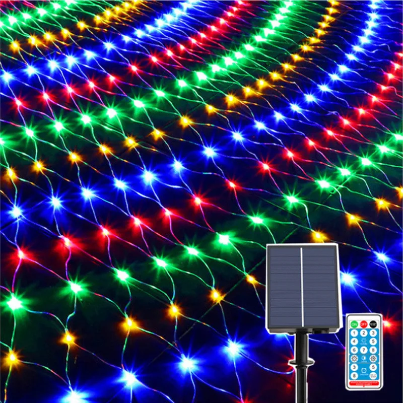 4x6M Solar Power LED Christmas Garlands LED String Christmas Net Lights Fairy Xmas Party Garden Wedding Decoration Curtain Light image 2