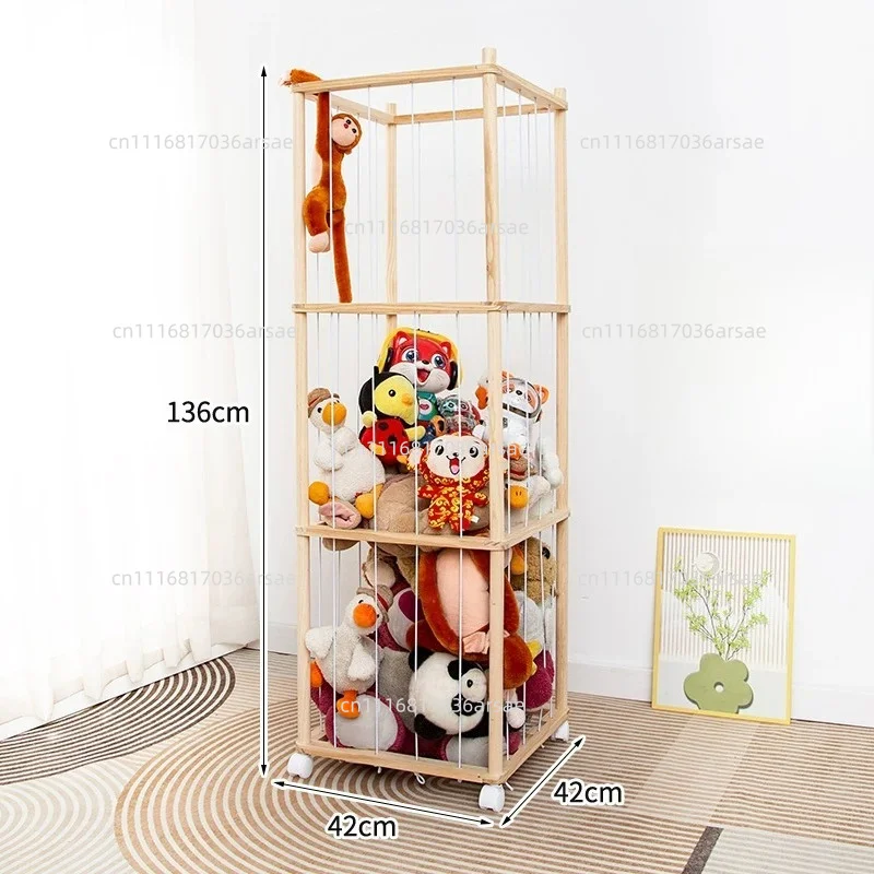 Plush Shelf Household Solid Wood Doll Storage And Finishing Rack
