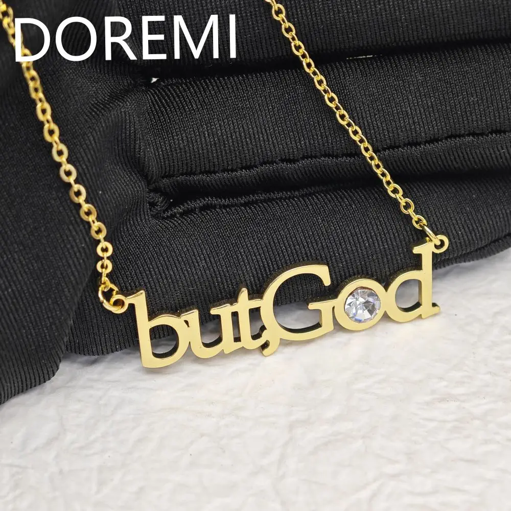 DOREMI Custom Jewelrty Gift Women Chains Choker Necklace Personalized Stainless Steel But God Name Necklace