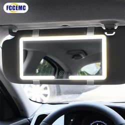 HD Spiegel Auto LEDMake-up Spiegel Drie Versnelling Aanpassing Zonneklep Plaat Interieur Achteruitkijkspiegel Dimbaar Touchscreen Auto Vanity Spiegel