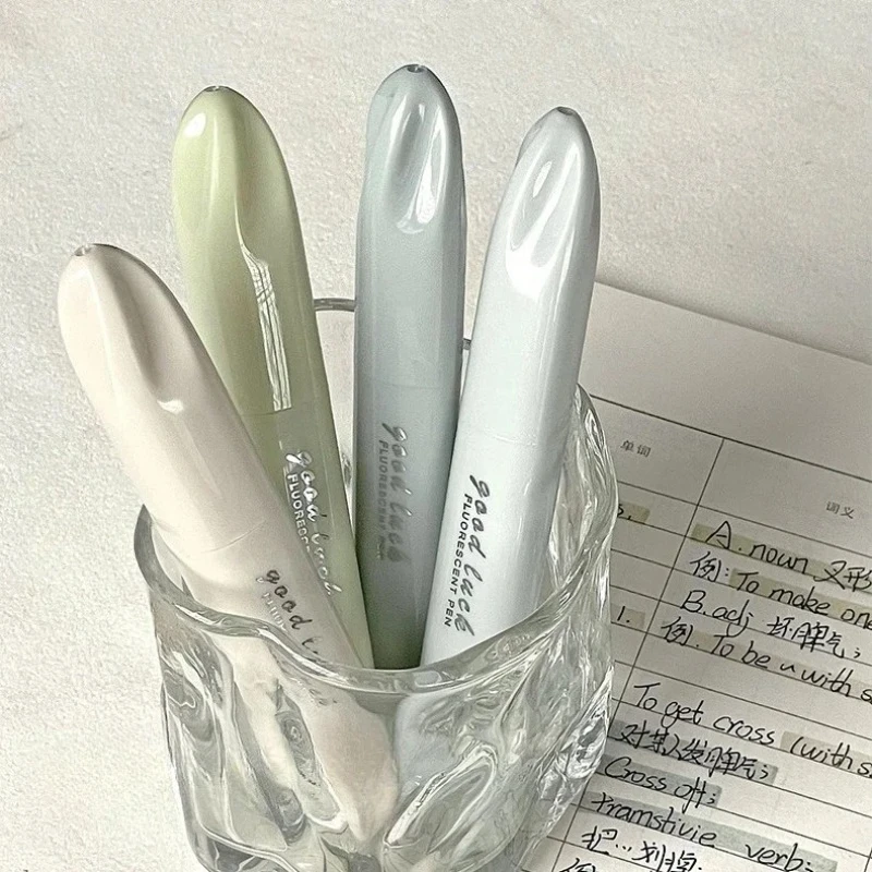 4 Stück Morandi-Serie Farbverlauf-Textmarker mit zwei Spitzen, Marker für Scrapbook, Notizbuch, Schlüssel, Textmarker, niedliche Schreibwaren für Mädchen