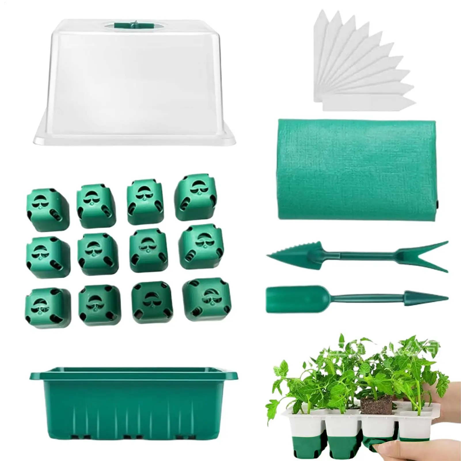 

Seedling Starter Tray Kit 12 Holes Nursery Seedling Dish Soft Silicone Plastic Seed Starter Breathable Plant Growth Tray