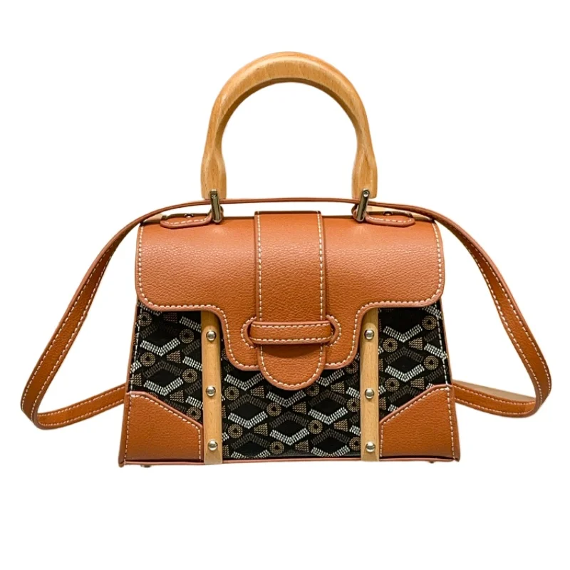 Luxury Brand Retro Vintage Dog Tooth Saigon Handbag with High Texture Fashionable and Casual Diagonal Cross Small Square Bag