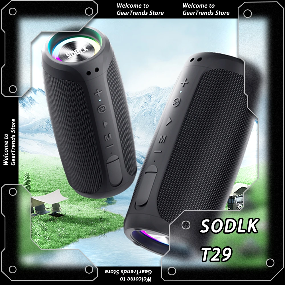 

SODLK T29 Wireless Bluetooth Waterproof Speaker 60W Bass Stereo High Sound Quality 3D Stereo Surround Speakers Music Center