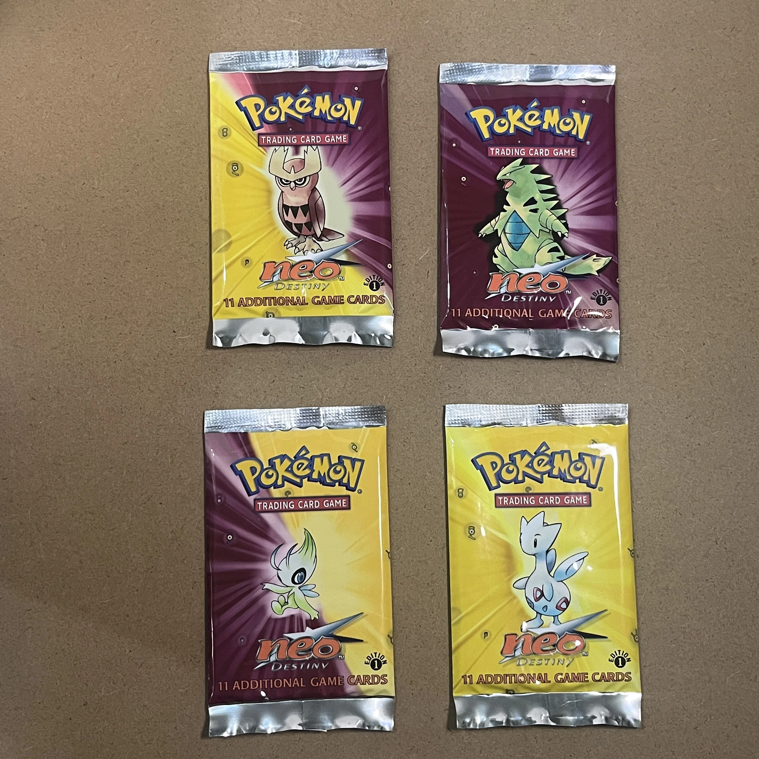 PTCG Vintage Neo Destiny Booster Pack 11pcs/bag - 1st Edition Tyranitar Celebi Full Set 4 Pcs Proxy
