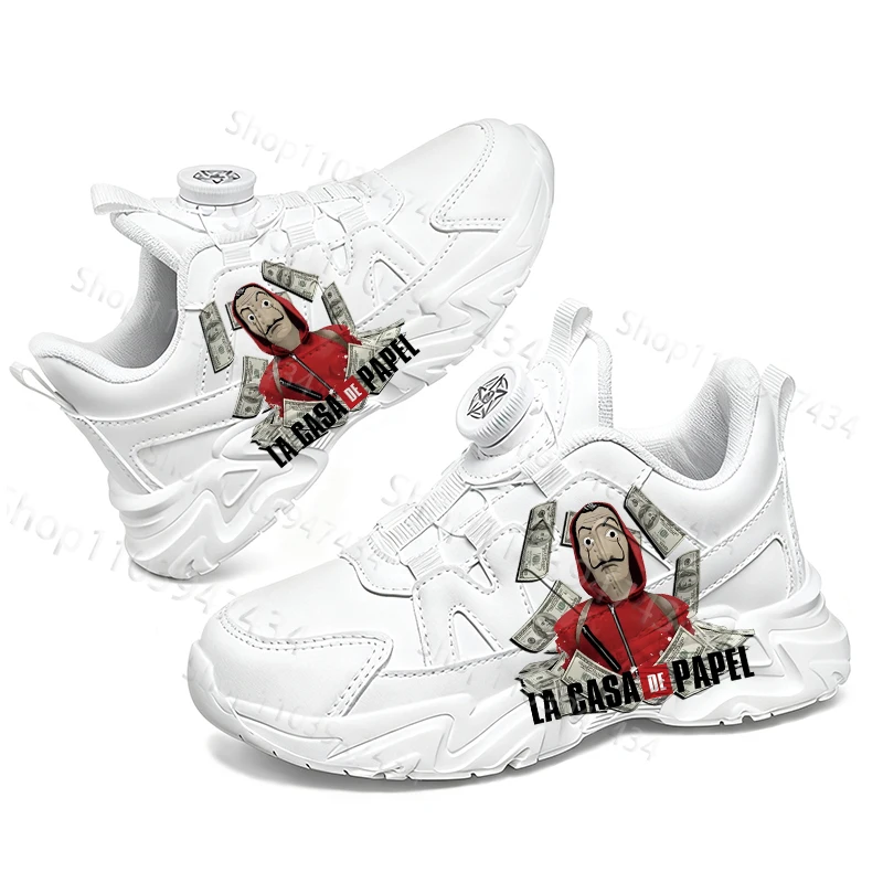 

High Quality Shoes Gift Money Heist thick sole leather Youth student sneakers boys girls comfortable durable Christmas Gift