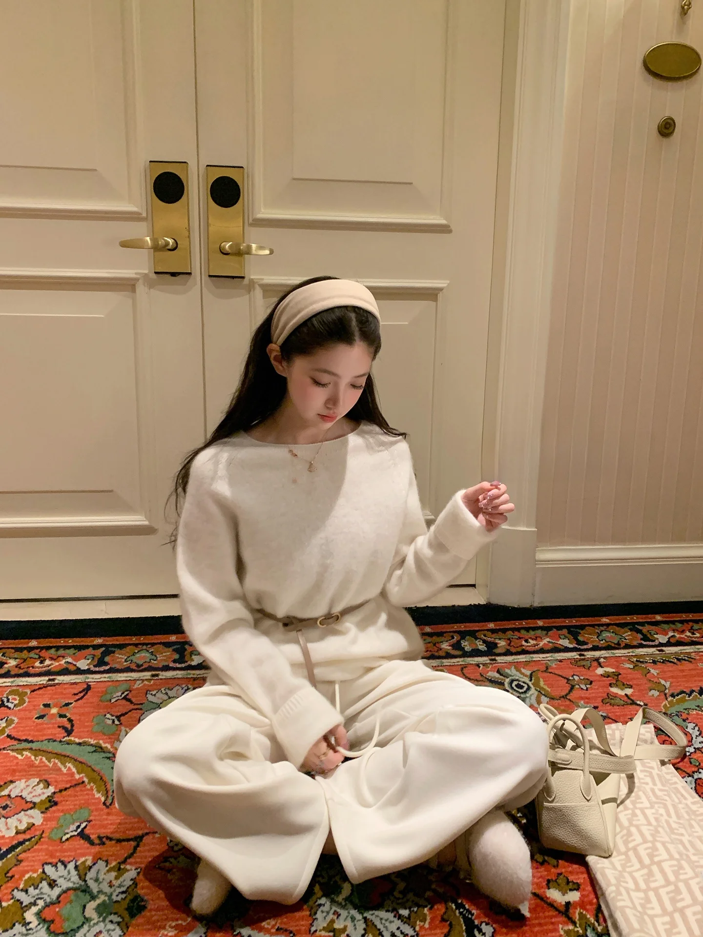 

Женский зимний свитер ChuChu из мягкой вязаной шерсти, белый, свободного кроя, с круглым вырезом, теплый термотоп