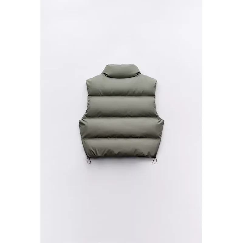 

Cotton Vest 2024 Autumn New Sle Women's Faion ort Svel Stand Collar Cotton Filled Vest Versatile Zipper Closure