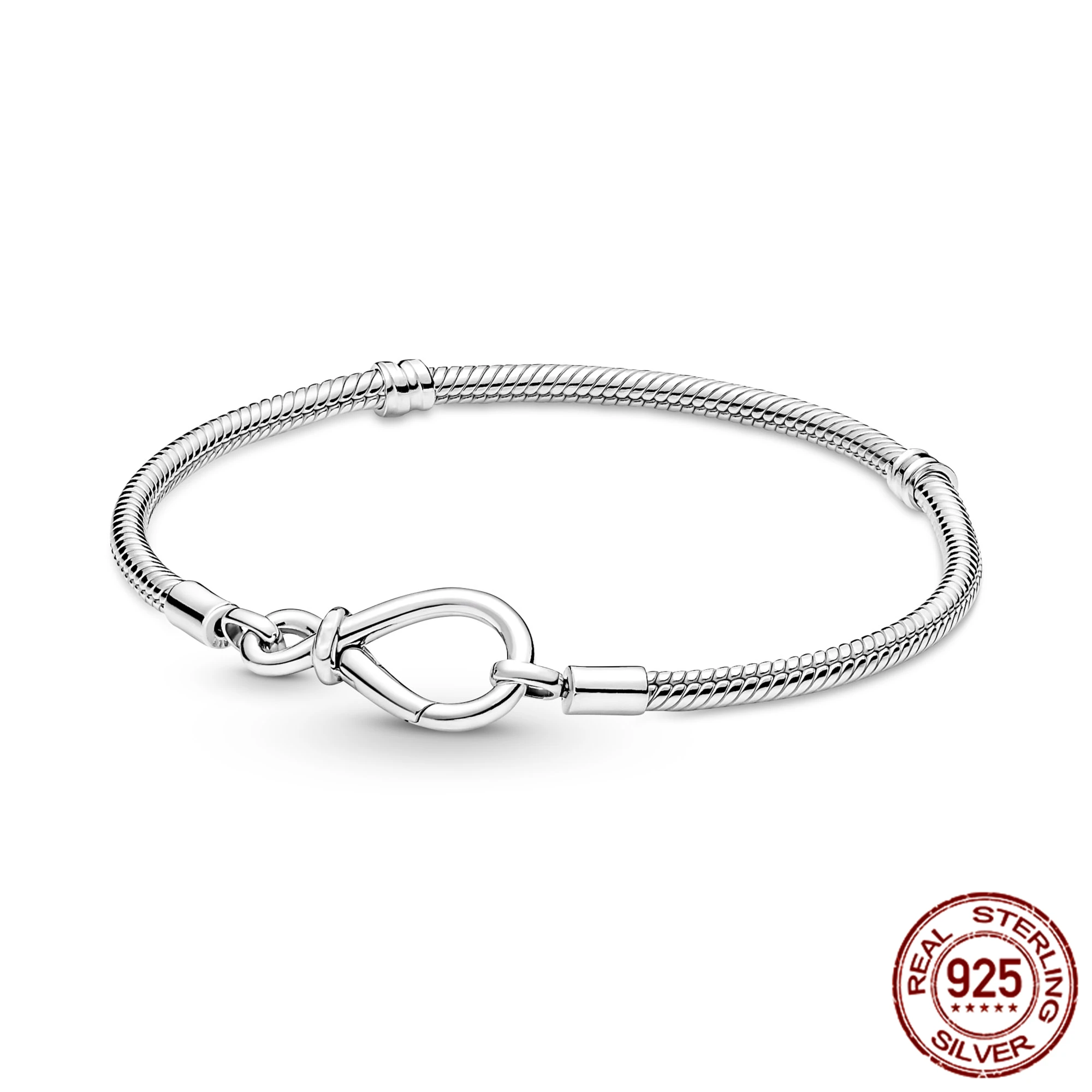 2022 Fashion Women Bracelet Silver Color Moments Infinity Knot Snake Chain Bracelet Fit Women Bracelet Jewelry Gift Making