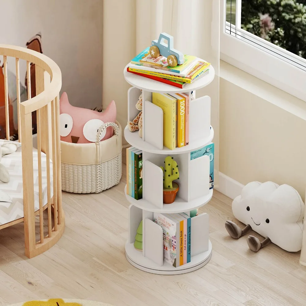 2PCS Rak Buku Berputar 3 Tingkat 360 °   Pembatas Rak Display & Penahan Anti-jatuh