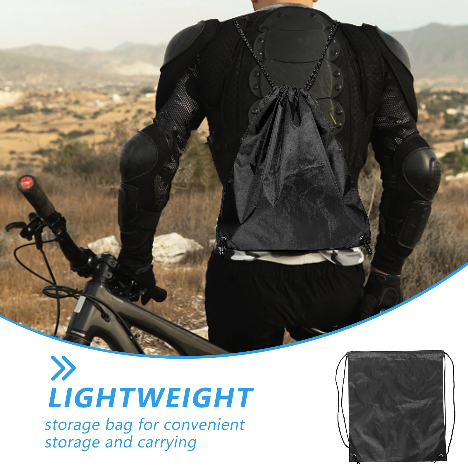 Cycling Storage Drawstring Bag Polyester Lightweight Portable Pouch Carrying Holder for Bike Travel and Sports