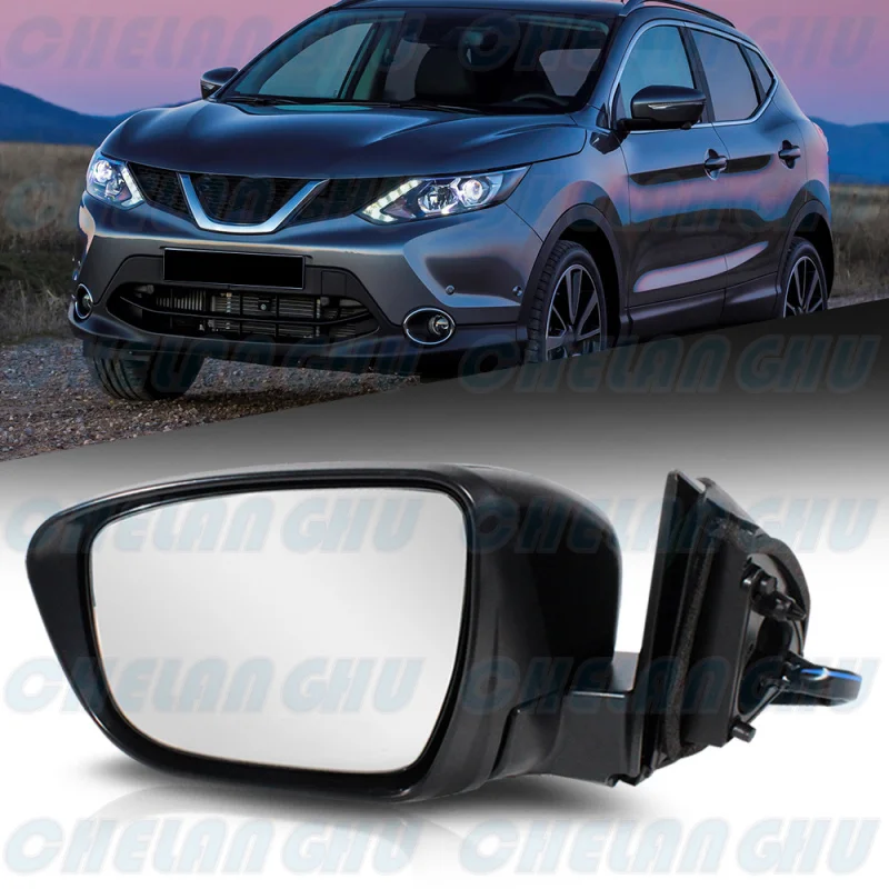 For Nissan Qashqai / Rogue Sport 2015 2016 2017 2018 2019 Left Side 13 Pins Black Painted Power Fold+Camera Mirror Assembly